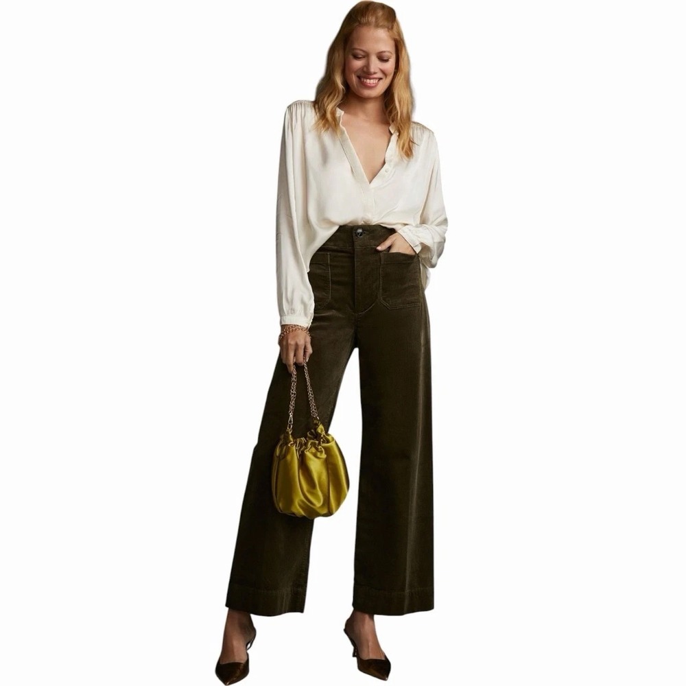 Maeve Anthropologie The Colette Pants Corduroy Wide Leg Crop SZ 25 boho Fall